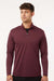 AllPro 4HM700 Mens Performance Melange 1/4 Zip Sweatshirt Maroon Melange Model Front