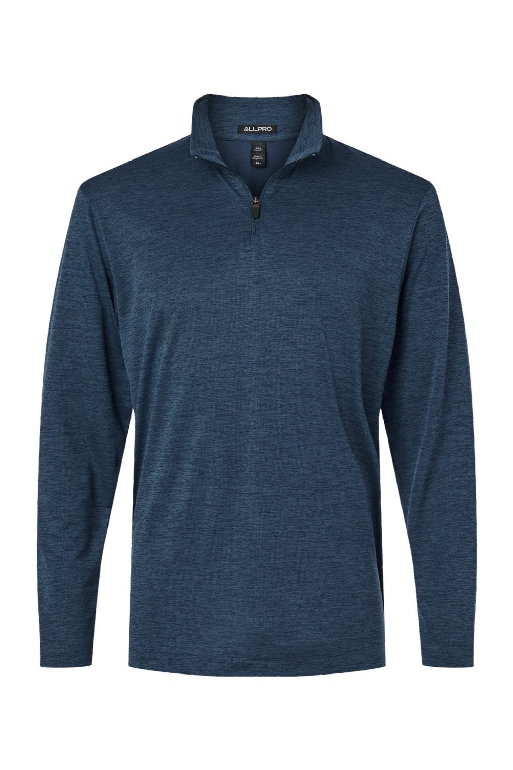 AllPro 4HM700 Mens Performance Melange 1/4 Zip Sweatshirt Navy Blue Melange Flat Front