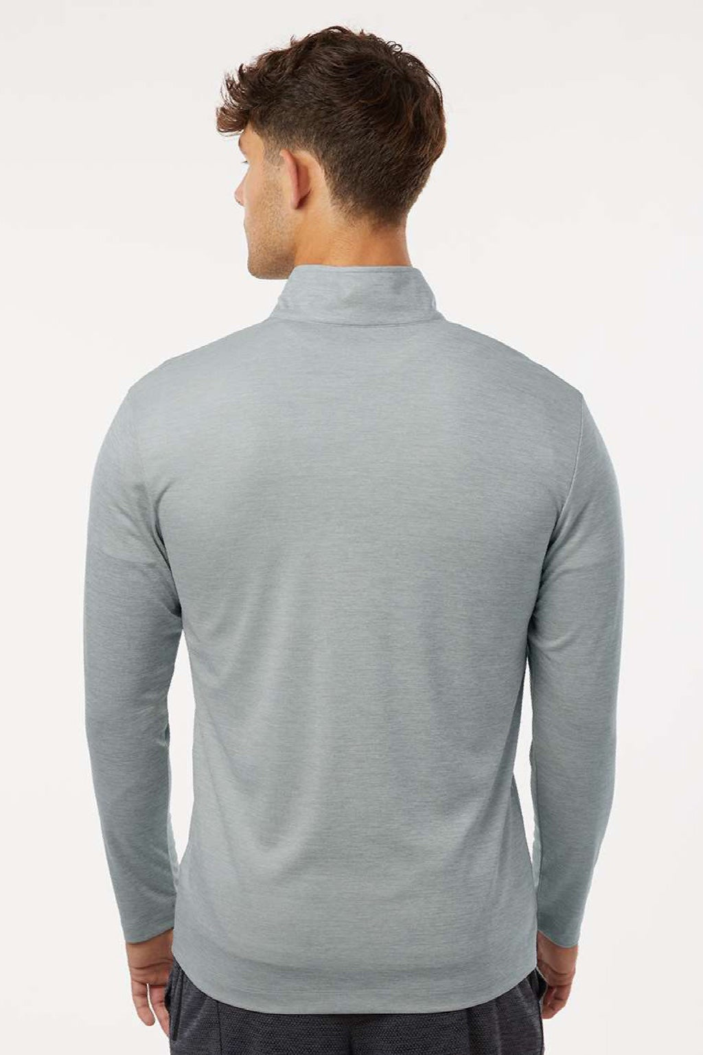 AllPro 4HM700 Mens Performance Melange 1/4 Zip Sweatshirt Silver Grey Melange Model Back