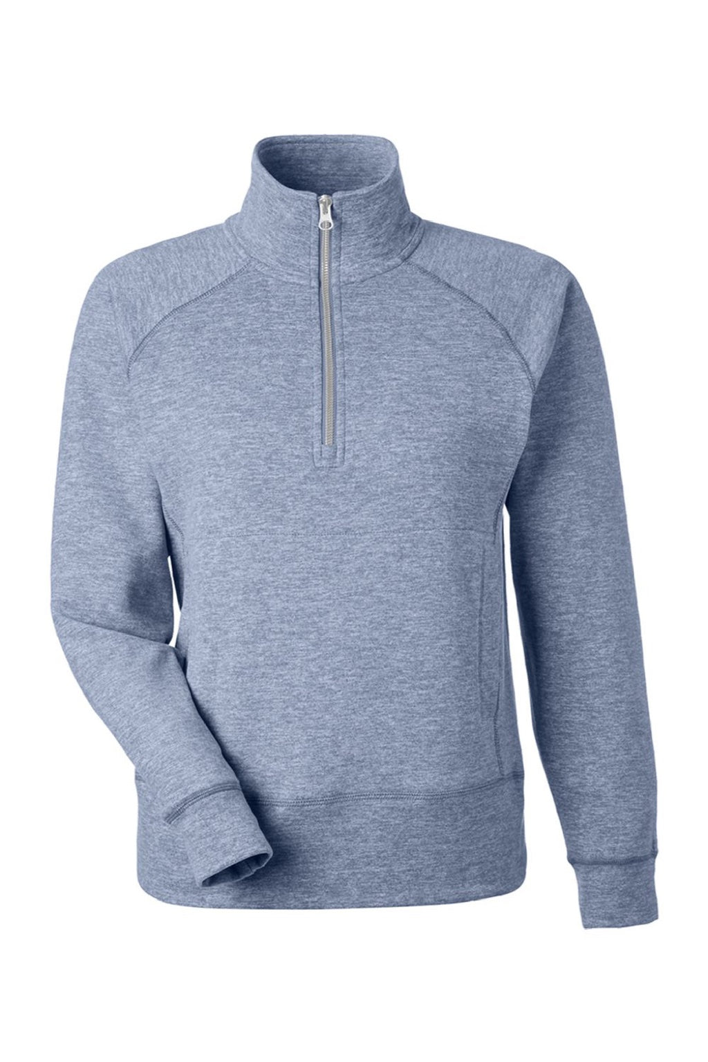 J America 8743 Womens Electric Fleece 1/4 Zip Sweatshirt w/ Pockets Electric Midnight Blue Flat Front