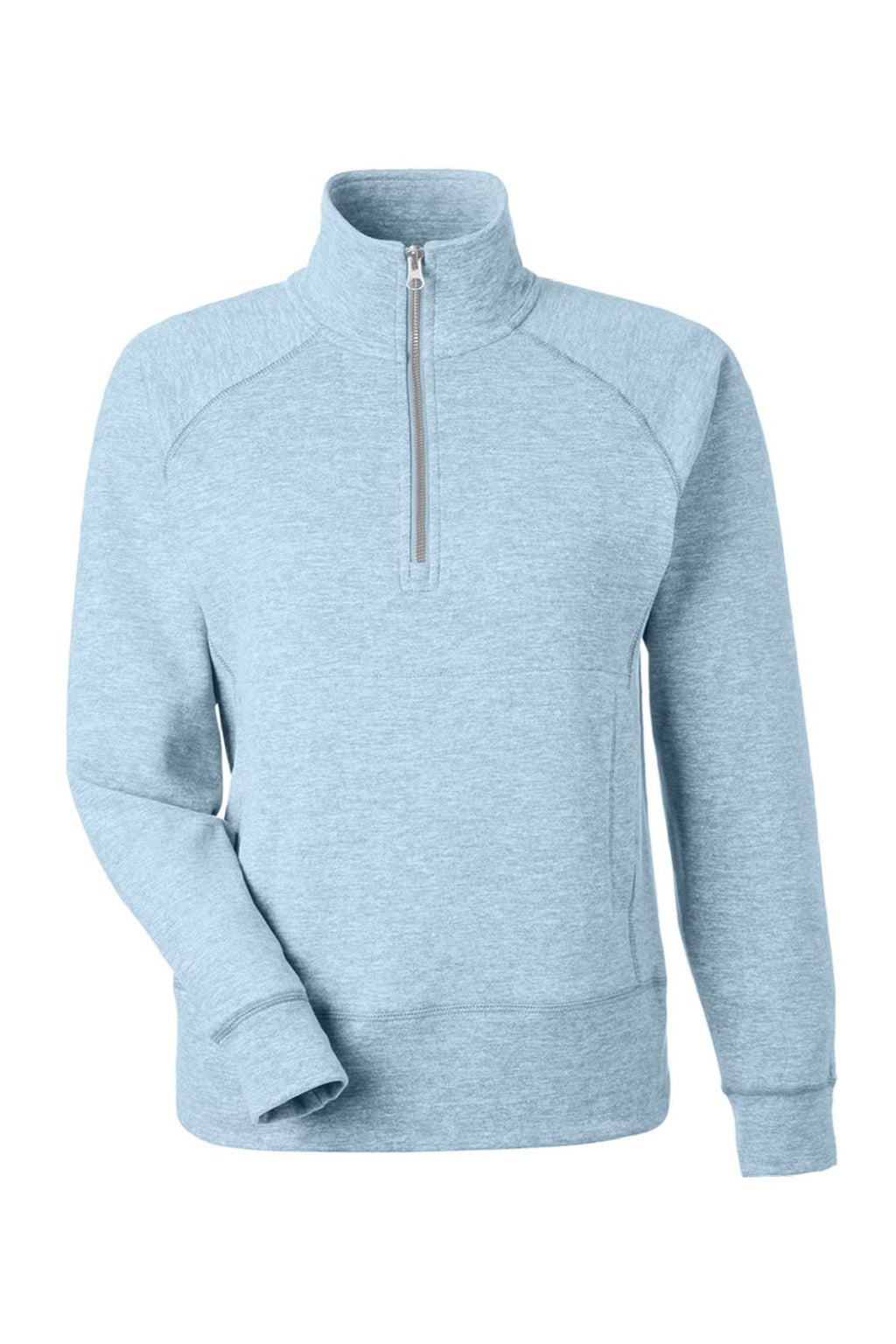 J America 8743 Womens Electric Fleece 1/4 Zip Sweatshirt w/ Pockets Electric Sky Blue Flat Front