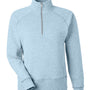 J America Womens Electric Fleece 1/4 Zip Sweatshirt w/ Pockets - Electric Sky Blue - New
