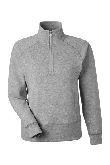 J America 8743 Womens Electric Fleece 1/4 Zip Sweatshirt w/ Pockets Electric Slate Grey Flat Front