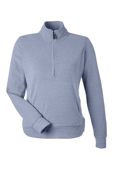 J America 8762 Womens Element Fleece 1/4 Zip Sweatshirt w/ Pockets Navy Blue Flat Front