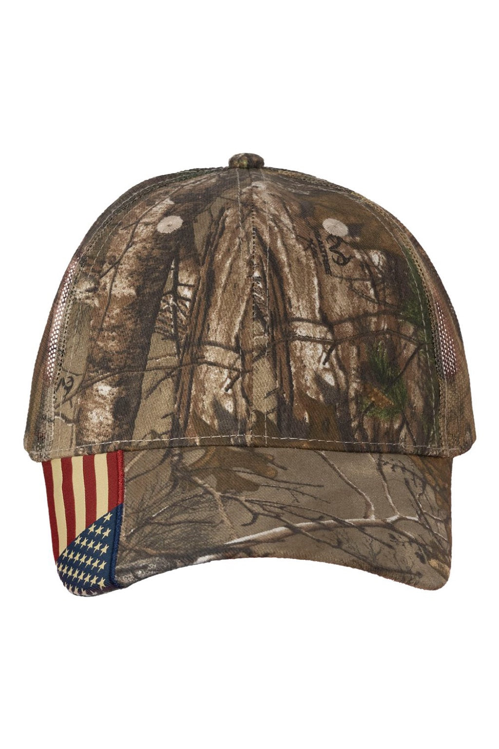 Kati Hats LC350M Mens Camo Woven USA Flag Mesh Adjustable Hat Xtra/Xtra/USA Flag Mesh Flat Front