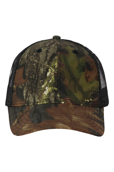 Valucap Hats VC150M Mens Camo Mesh Snapback Hat Mossy Oak Breakup/Black Mesh Flat Front