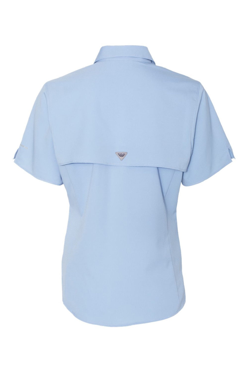 Columbia 212466 Womens PFG Tamiami II Short Sleeve Button Down Shirt Sail Blue Flat Back