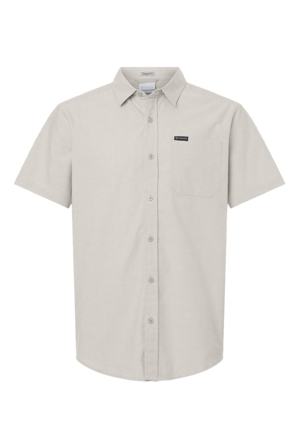 Columbia 199080 Mens Rapid Rivers Short Sleeve Button Down Shirt w/ Pocket Dark Stone Flat Front