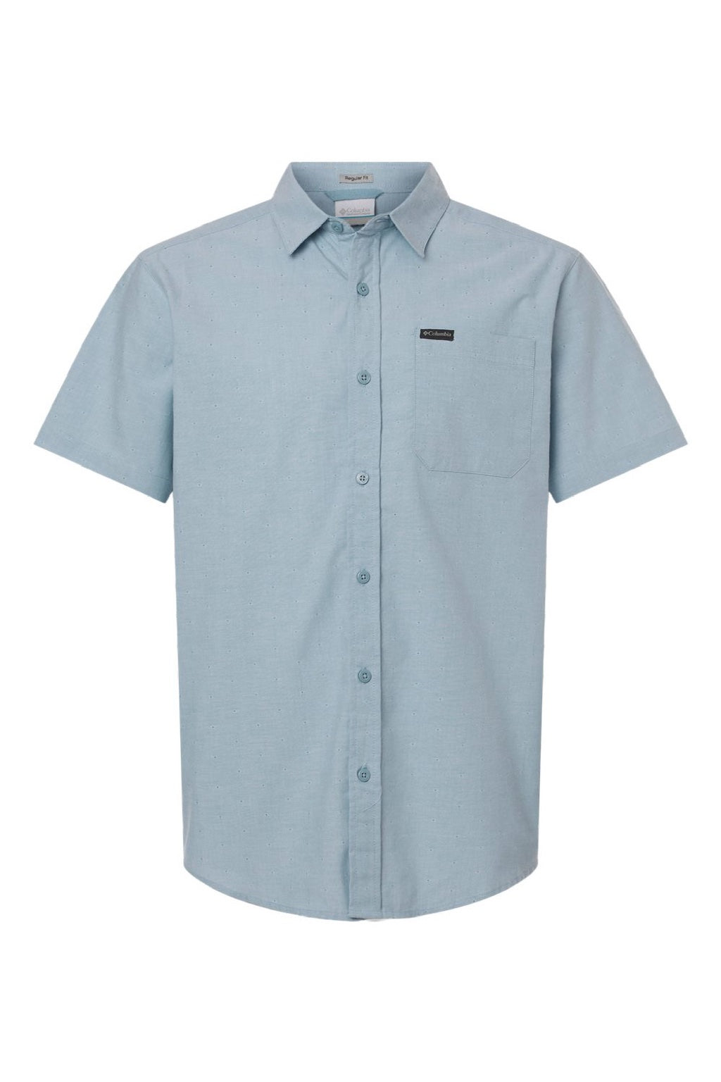 Columbia 199080 Mens Rapid Rivers Short Sleeve Button Down Shirt w/ Pocket Ripple Blue Flat Front