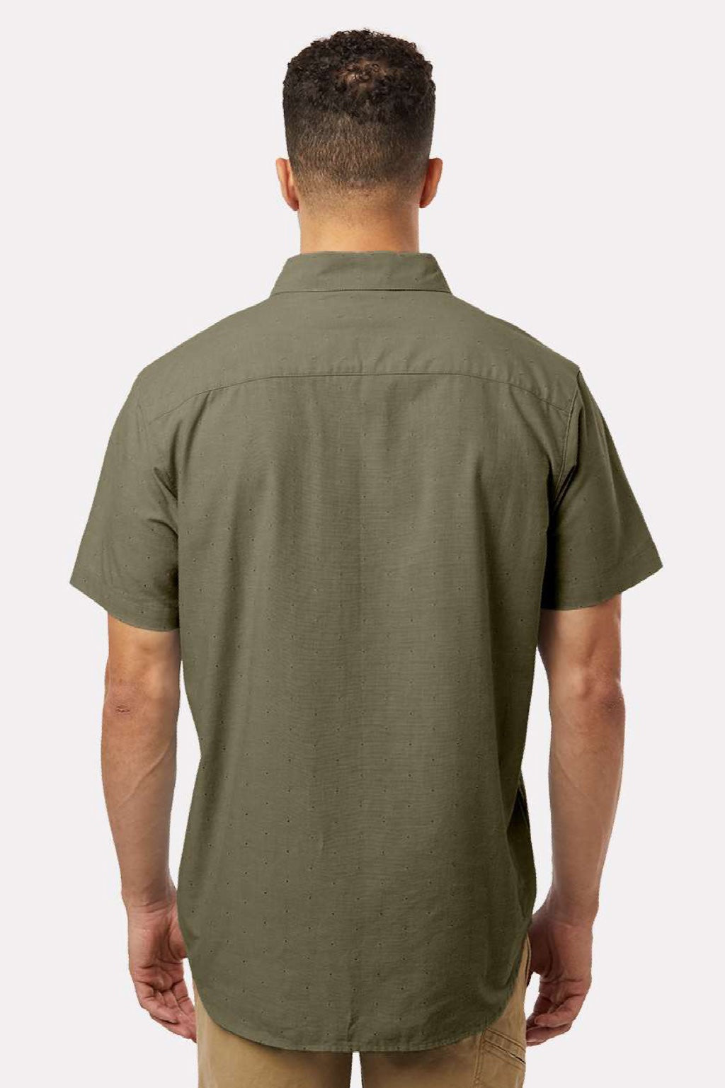 Columbia 199080 Mens Rapid Rivers Short Sleeve Button Down Shirt w/ Pocket Stone Green Model Back