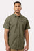 Columbia 199080 Mens Rapid Rivers Short Sleeve Button Down Shirt w/ Pocket Stone Green Model Front