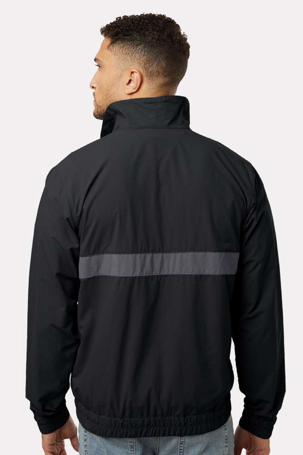 Columbia 212106 Mens Spire Valley Full Zip Windbreaker Jacket Black/Shark Grey Model Back