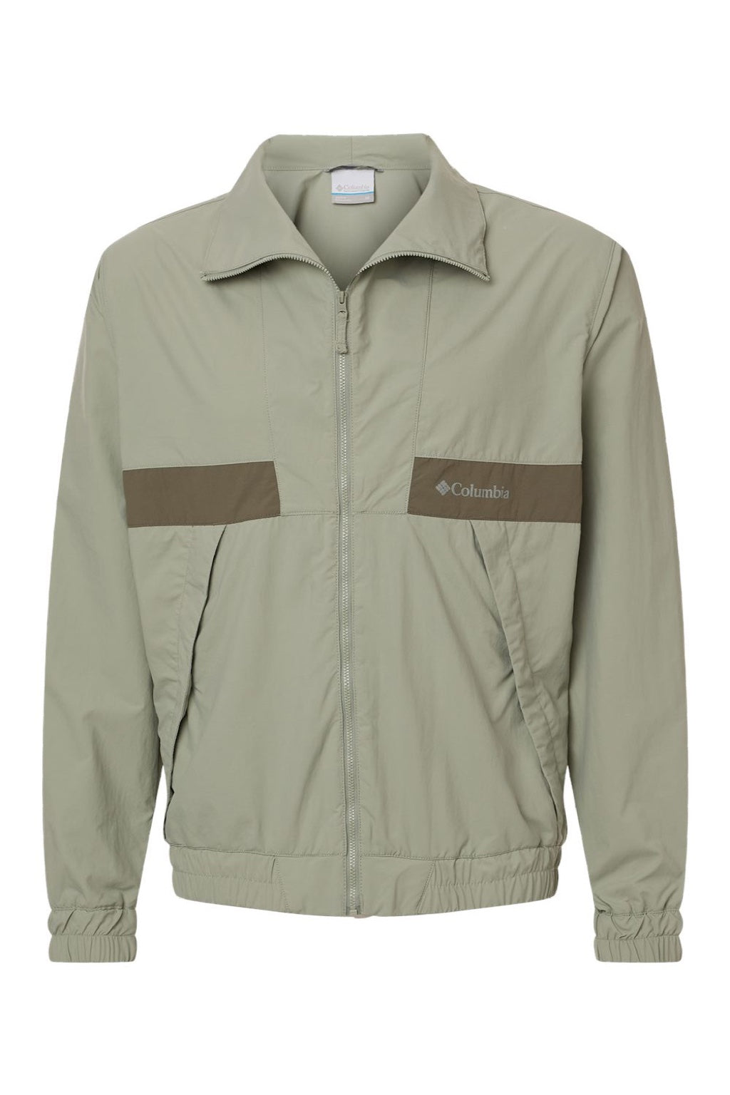 Columbia 212106 Mens Spire Valley Full Zip Windbreaker Jacket Safari Green/Stone Green Flat Front