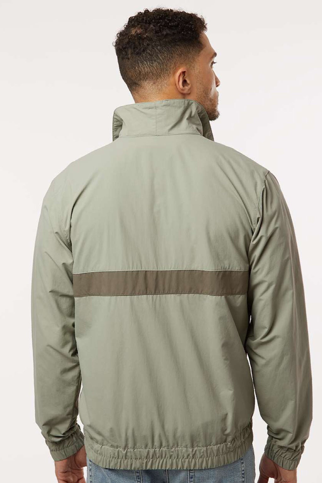 Columbia 212106 Mens Spire Valley Full Zip Windbreaker Jacket Safari Green/Stone Green Model Back