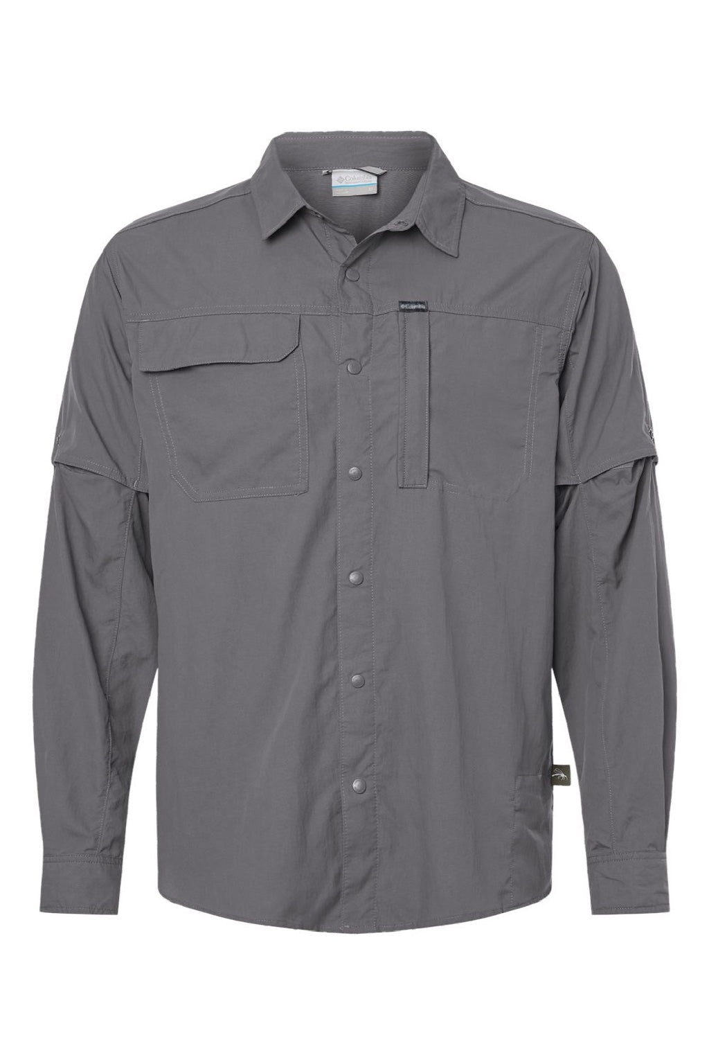 Columbia 212332 Mens Skien Valley Long Sleeve Button Down Shirt w/ Pocket City Grey Flat Front