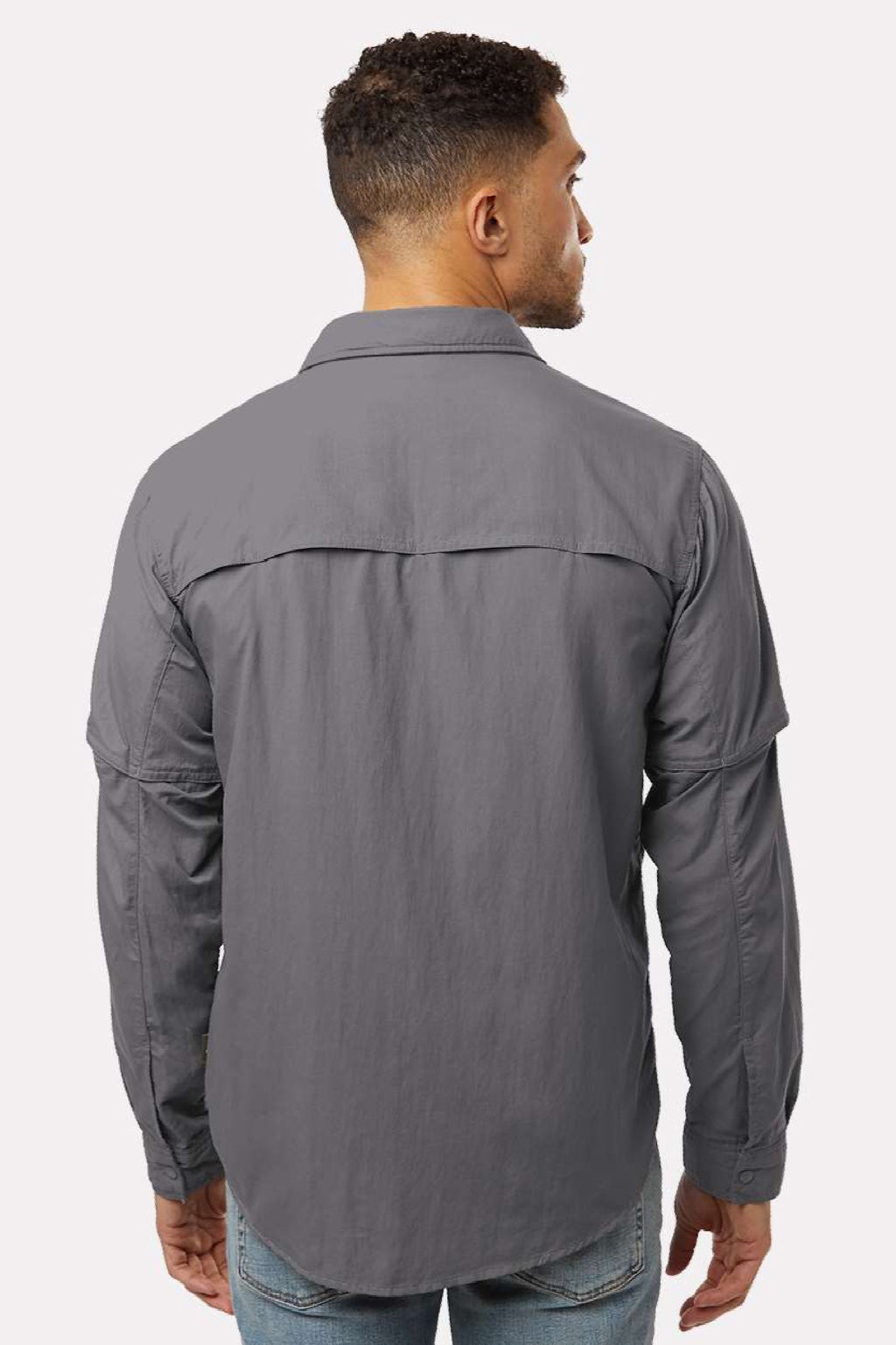 Columbia 212332 Mens Skien Valley Long Sleeve Button Down Shirt w/ Pocket City Grey Model Back