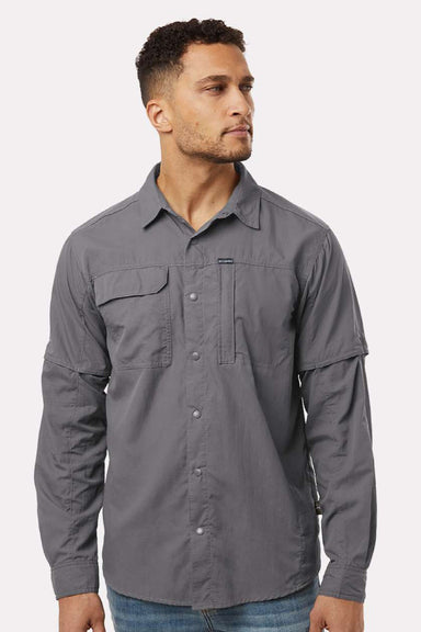 Columbia 212332 Mens Skien Valley Long Sleeve Button Down Shirt w/ Pocket City Grey Model Front
