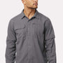 Columbia Mens Skien Valley Moisture Wicking Long Sleeve Button Down Shirt w/ Pocket - City Grey - NEW