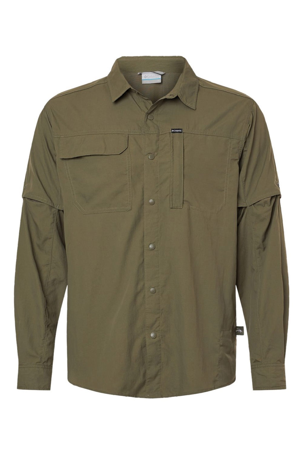 Columbia 212332 Mens Skien Valley Long Sleeve Button Down Shirt w/ Pocket Stone Green Flat Front