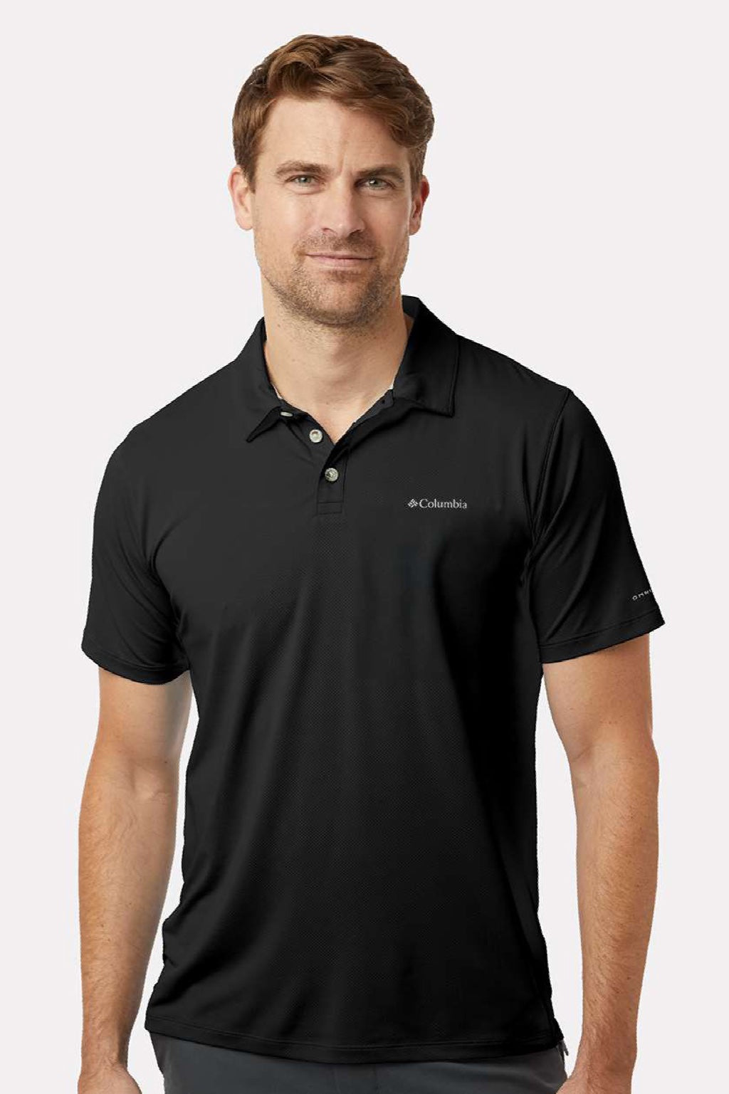Columbia 211856 Mens Tech Trail Utility Short Sleeve Polo Shirt Black Model Front