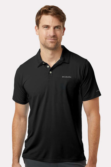 Columbia 211856 Mens Tech Trail Utility Short Sleeve Polo Shirt Black Model Front