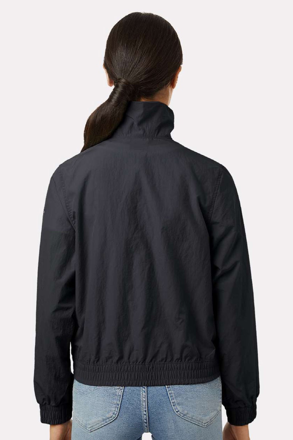 Columbia 211658 Womens Time Is Right II Full Zip Windbreaker Jacket Black Model Back