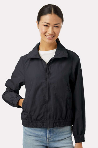 Columbia 211658 Womens Time Is Right II Full Zip Windbreaker Jacket Black Model Front