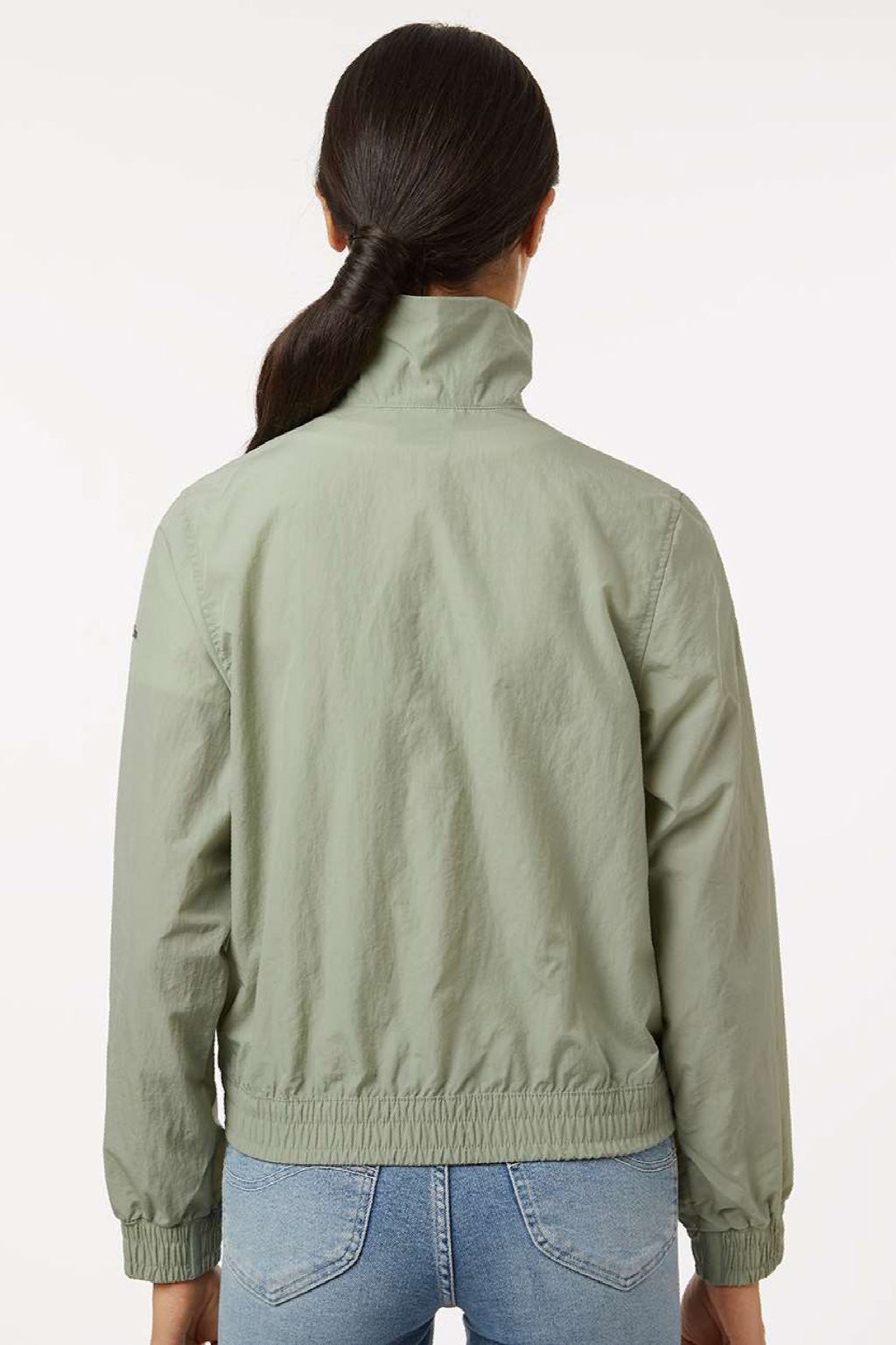Columbia 211658 Womens Time Is Right II Full Zip Windbreaker Jacket Safari Green Model Back