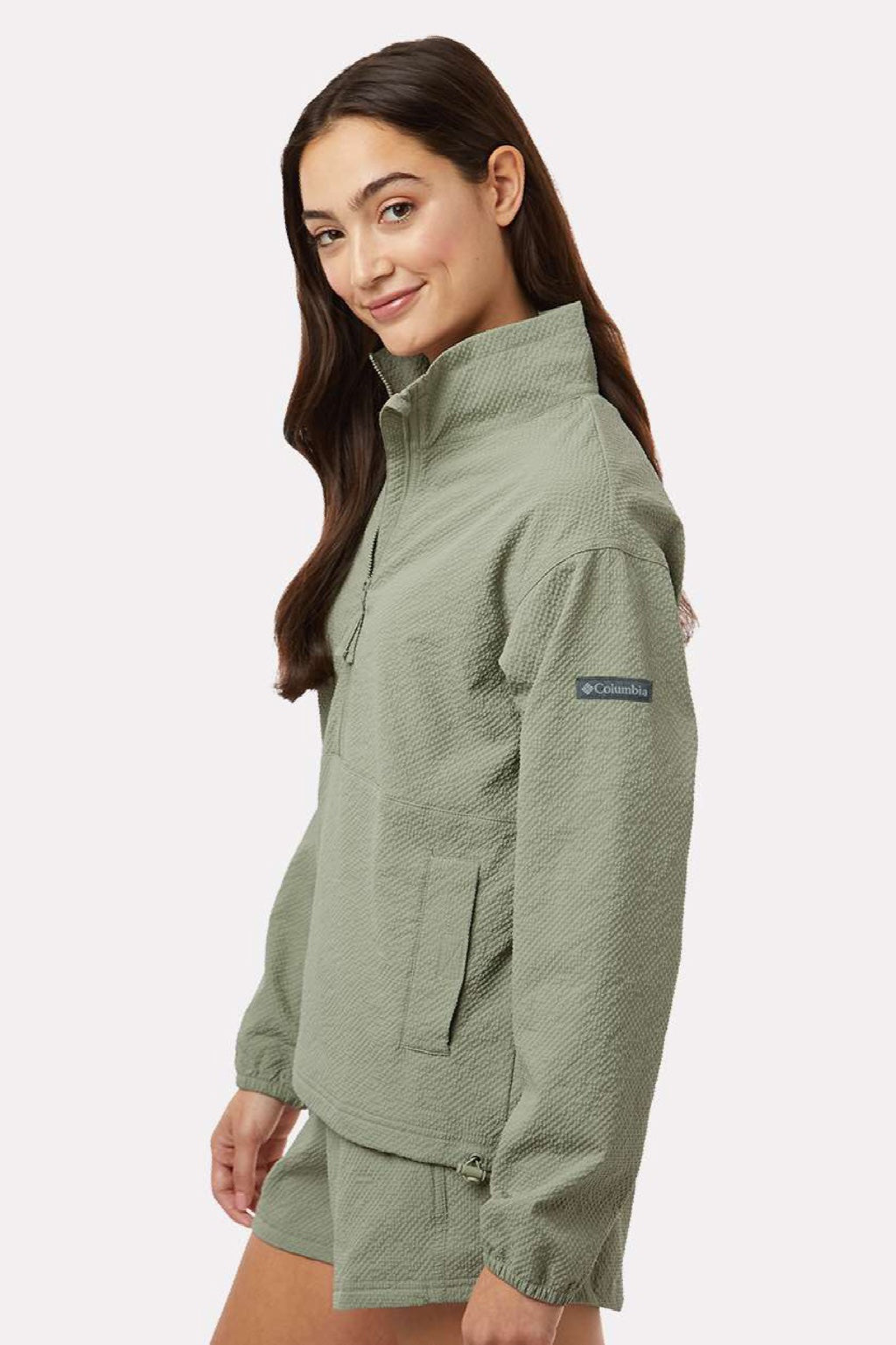 Columbia 211893 Womens Sucker For Summer 1/4 Zip Jacket Safari Green Model Side