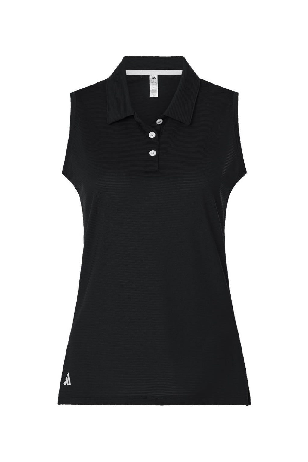 Adidas A1005 Womens Ottoman Sleeveless Polo Shirt Black Flat Front