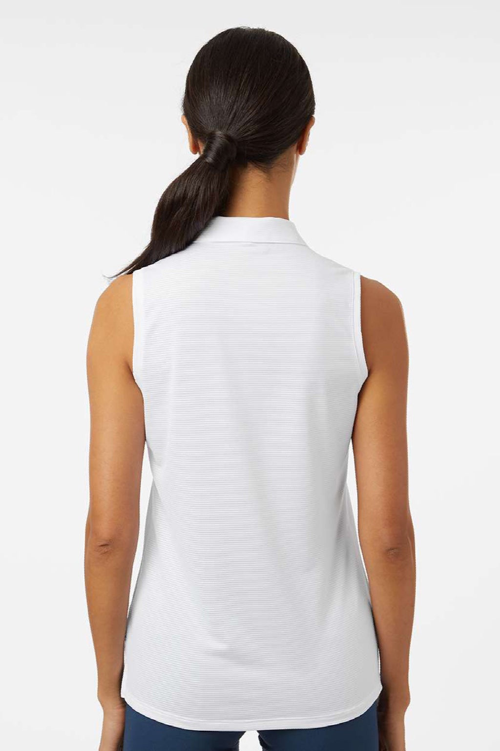 Adidas A1005 Womens Ottoman Sleeveless Polo Shirt White Model Back