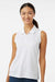 Adidas A1005 Womens Ottoman Sleeveless Polo Shirt White Model Front