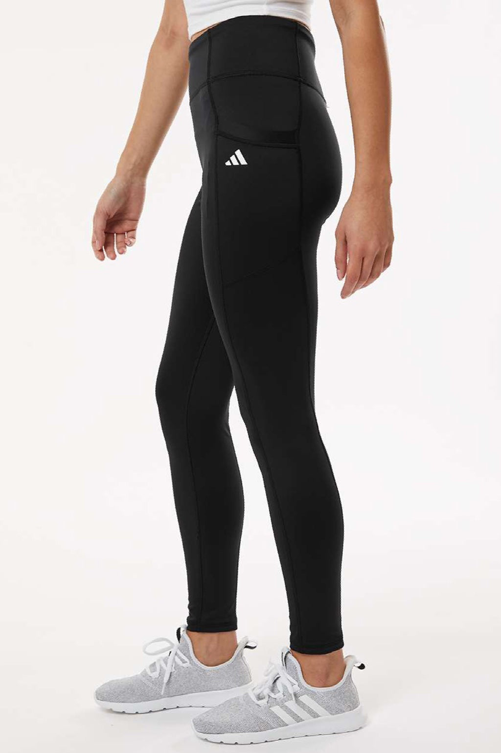 Adidas A1010 Womens Leggings w/ Pockets Black Model Side
