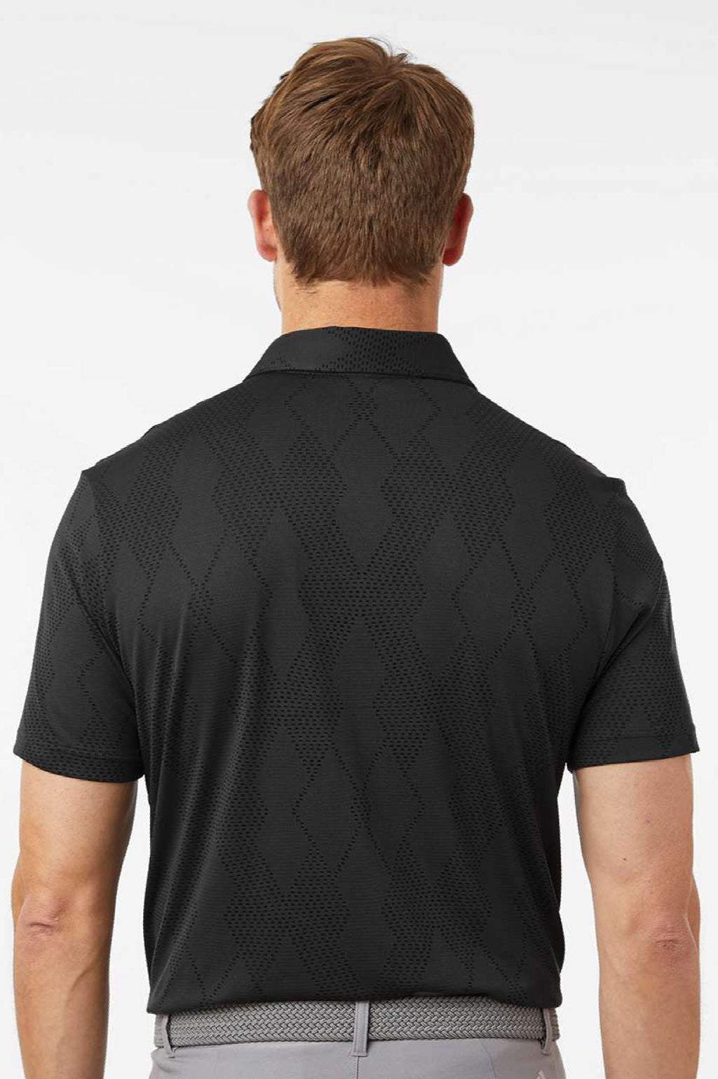 Adidas A2008 Mens Ultimate Textured Short Sleeve Polo Shirt Carbon Black Model Back