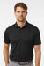 Adidas A2008 Mens Ultimate Textured Short Sleeve Polo Shirt Carbon Black Model Front