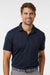 Adidas A2008 Mens Ultimate Textured Short Sleeve Polo Shirt Collegiate Navy Blue Model Front