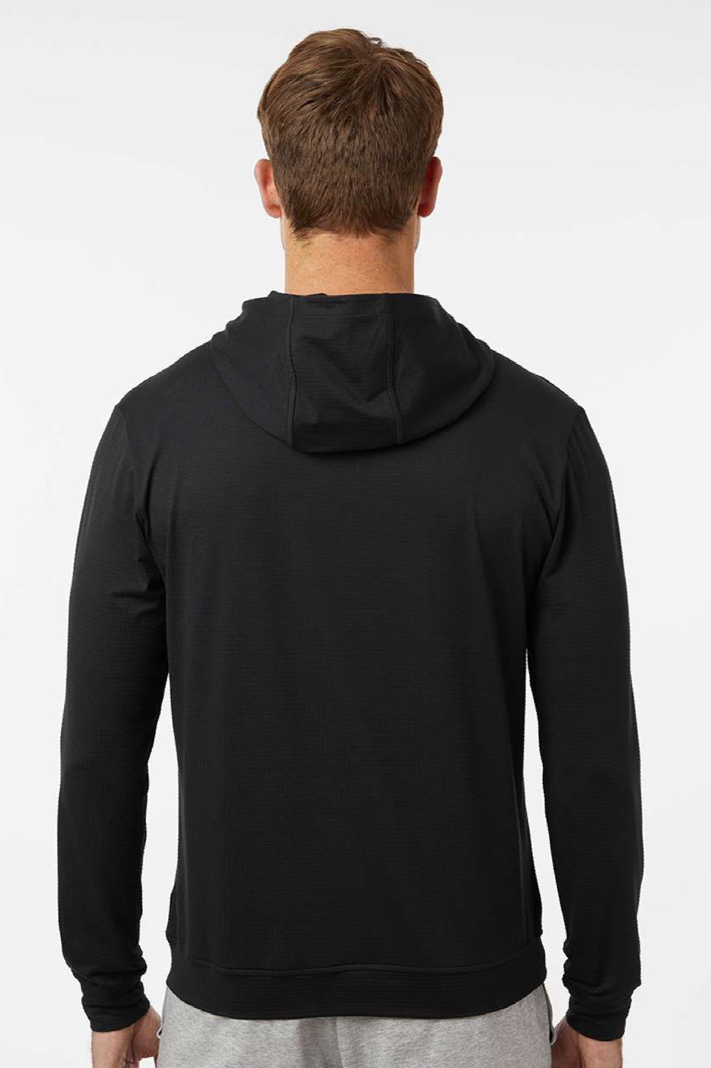 Adidas A2009 Mens Ultimate Elevated Hooded Sweatshirt Hoodie Black Model Back