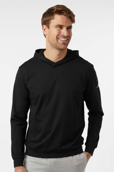 Adidas A2009 Mens Ultimate Elevated Hooded Sweatshirt Hoodie Black Model Front