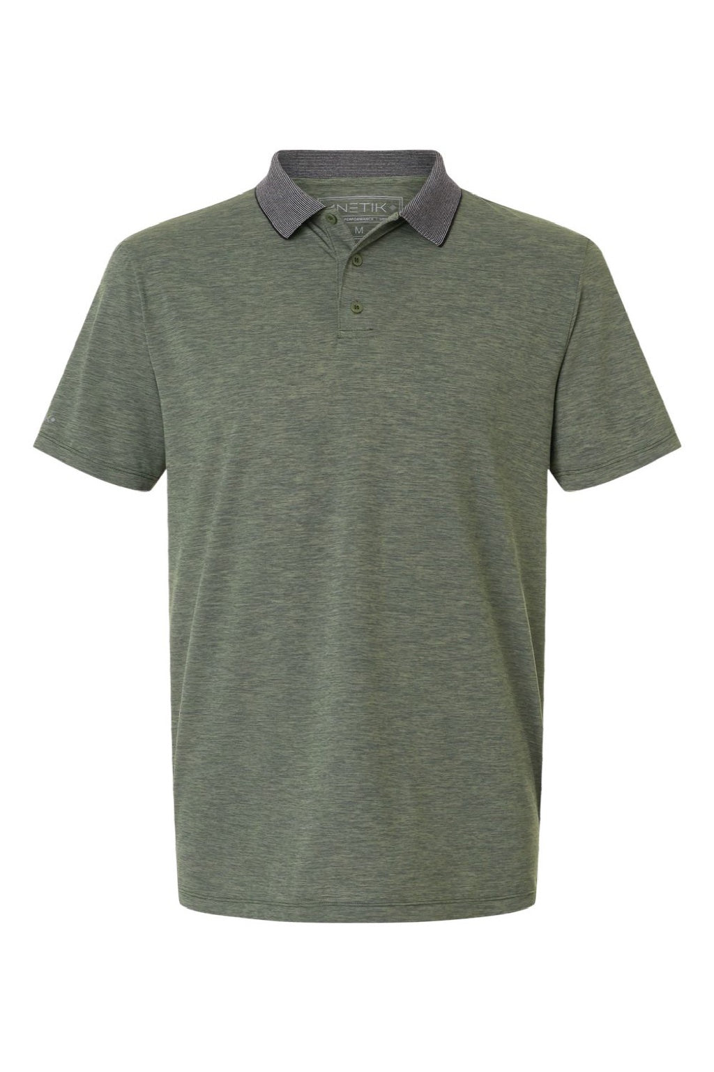 Anetik MPTNTS0 Mens Transit Tech Short Sleeve Polo Shirt Heather Dark Olive Green Flat Front