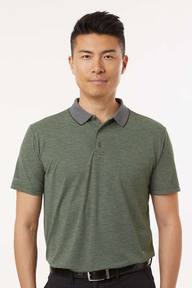 Anetik MPTNTS0 Mens Transit Tech Short Sleeve Polo Shirt Heather Dark Olive Green Model Front