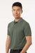 Anetik MPTNTS0 Mens Transit Tech Short Sleeve Polo Shirt Heather Dark Olive Green Model Side