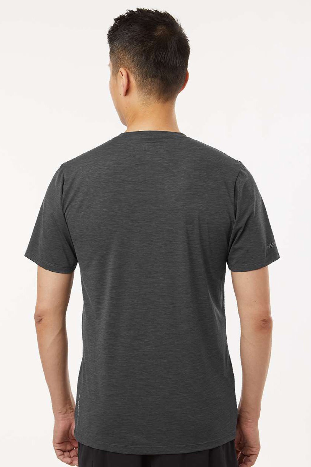 Anetik MVLPRS8 Mens Low Pro Tech Short Sleeve Crewneck T-Shirt Heather Charcoal Grey Model Back