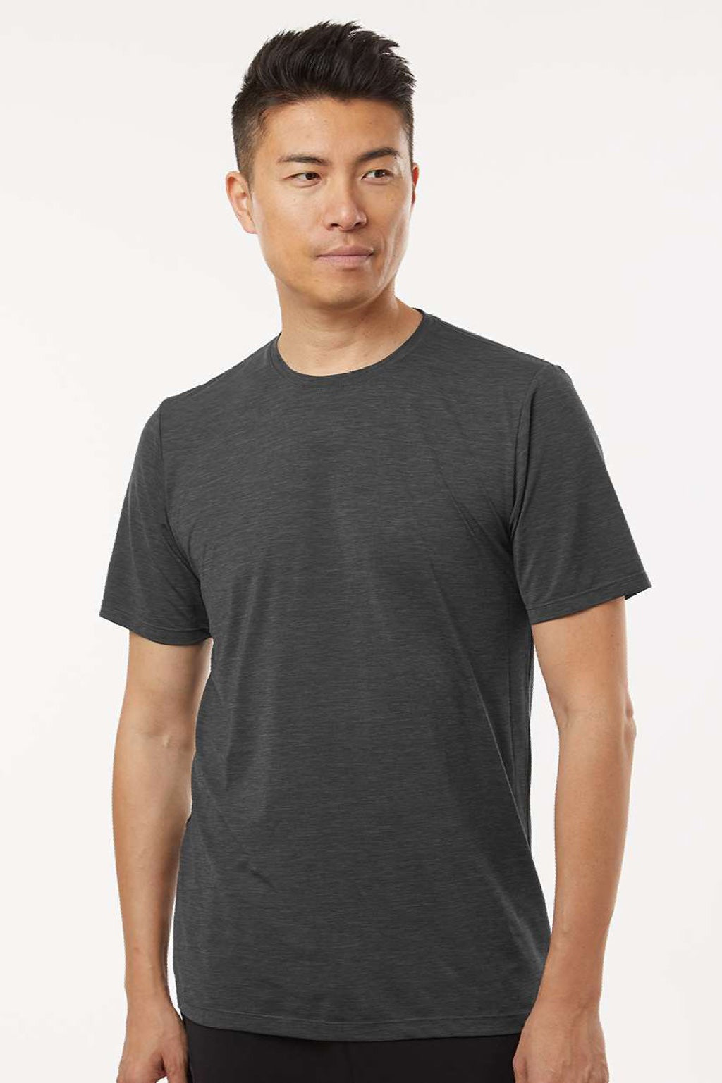 Anetik MVLPRS8 Mens Low Pro Tech Short Sleeve Crewneck T-Shirt Heather Charcoal Grey Model Front
