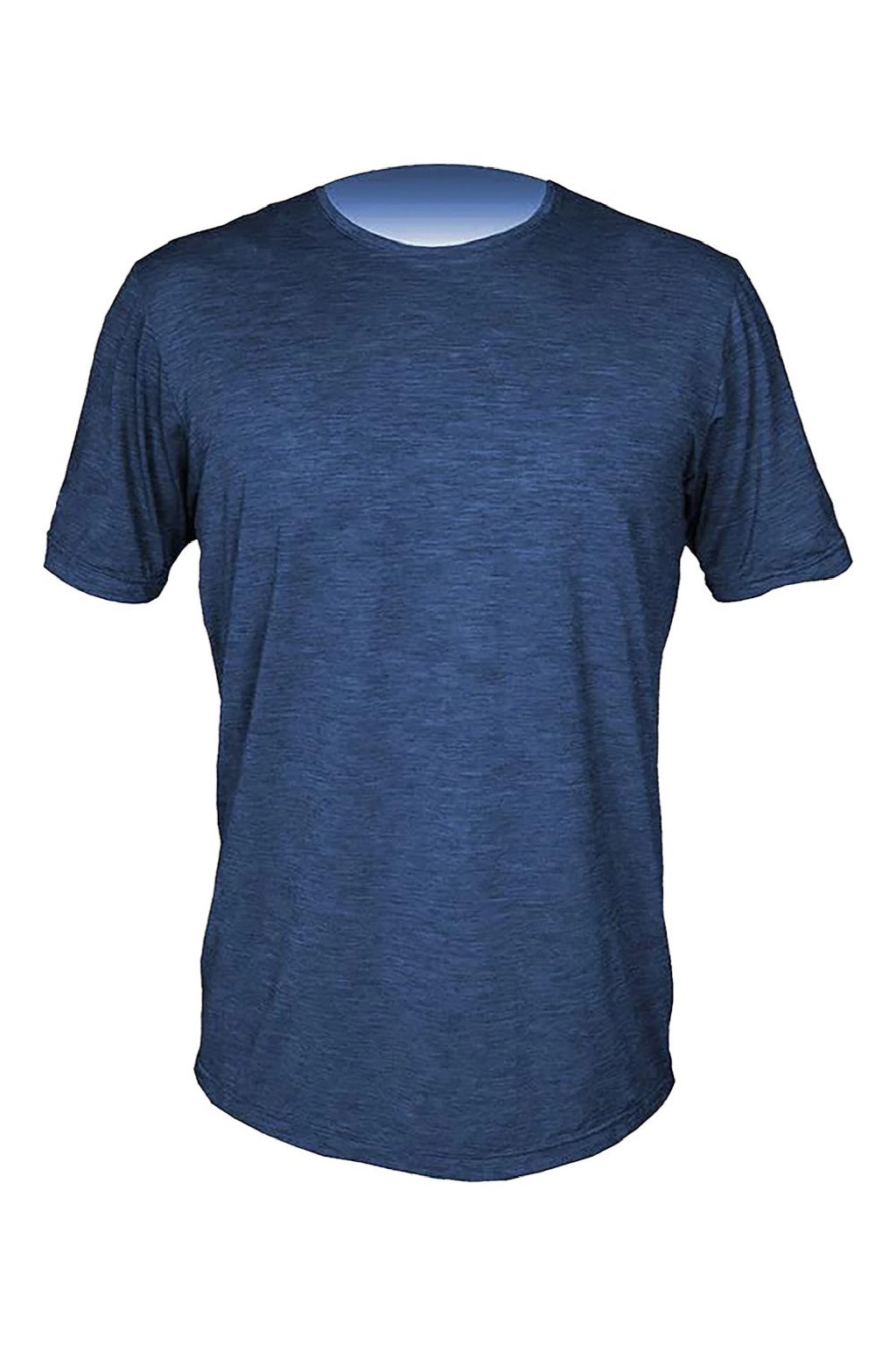 Anetik MVLPRS8 Mens Low Pro Tech Short Sleeve Crewneck T-Shirt Heather Navy Blue Flat Front