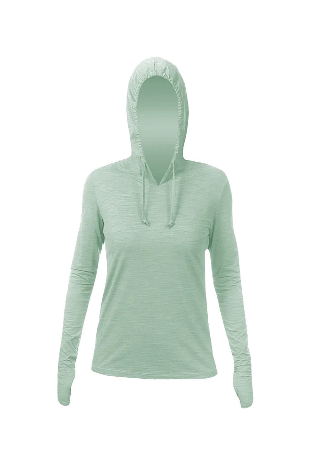 Anetik WSBRZH0 Womens Breeze Tech Hooded Long Sleeve T-Shirt Hoodie Heather Olive Green Flat Front