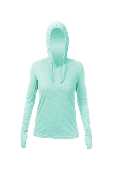 Anetik WSBRZH0 Womens Breeze Tech Hooded Long Sleeve T-Shirt Hoodie Heather Seafoam Green Flat Front