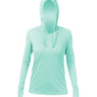 Anetik Womens Breeze Tech Moisture Wicking Hooded Long Sleeve T-Shirt Hoodie w/ Pocket - Heather Seafoam Green - New