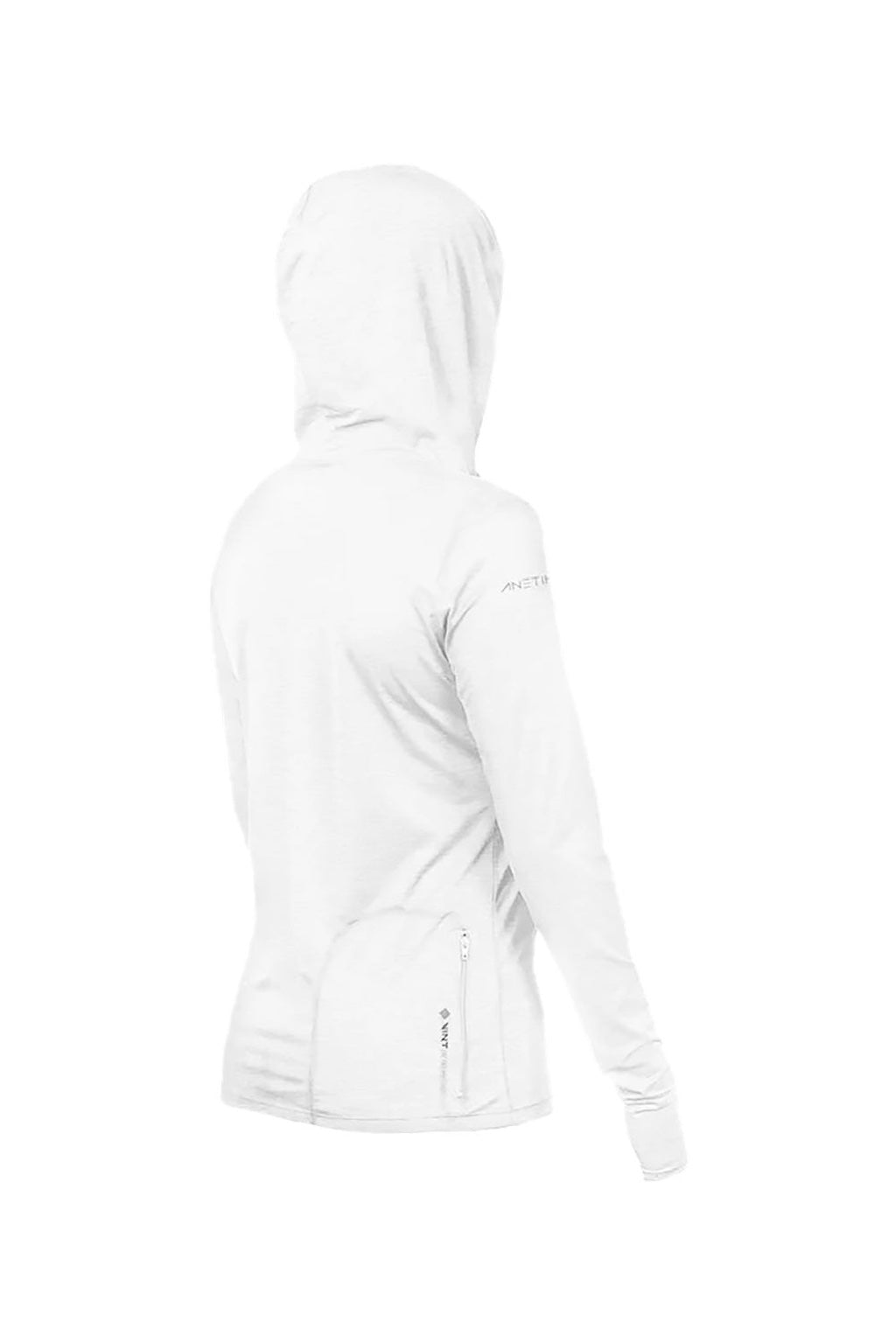 Anetik WSBRZH0 Womens Breeze Tech Hooded Long Sleeve T-Shirt Hoodie Heather White Flat Back