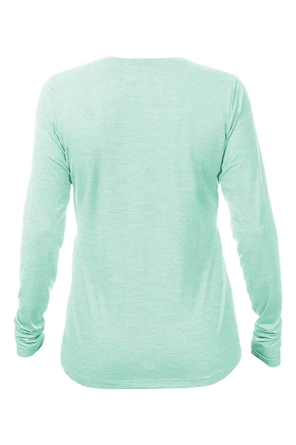 Anetik WSBRZL0 Womens Breeze Tech Long Sleeve Crewneck T-Shirt Heather Seafoam Green Flat Back