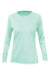 Anetik WSBRZL0 Womens Breeze Tech Long Sleeve Crewneck T-Shirt Heather Seafoam Green Flat Front
